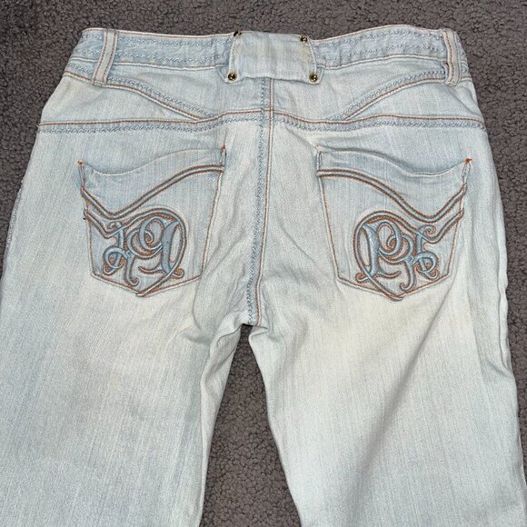 PARIS HILTON "That's Hot" HIP HUGGER LOW RISE BIG BELL LIGHT WASH Y2K JEANS - 28 - Picture 7 of 15